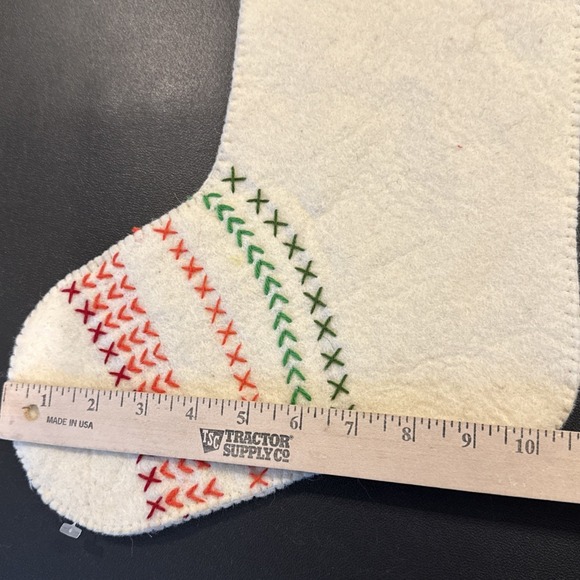 Tag Oslo Pom Pom Tassel Mushroom Felt Holiday Christmas Stocking 18" NEW - Picture 5 of 6